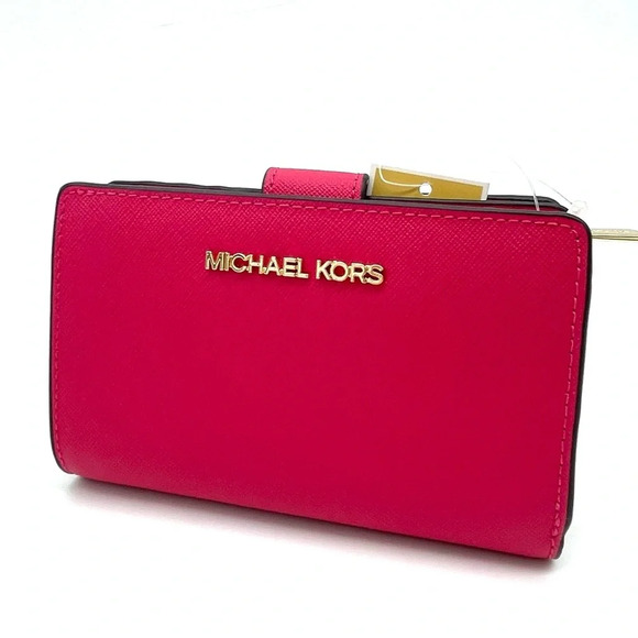 Michael Kors Medium Bifold Zip Chain Wallet Electric Pink (NWT) - Picture 1 of 9